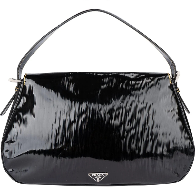 Prada Schultertasche Prada Patent Triangle Vernice Handbag schwarz