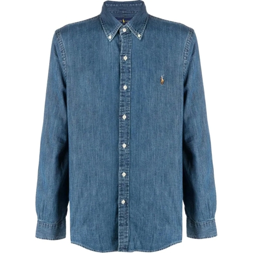 Ralph Lauren  Slim Fit Pony Logo Denim Shirt blau