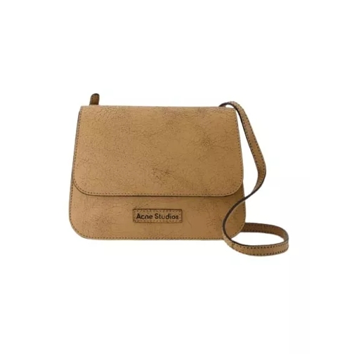 Acne Studios Platt Crackle Crossbody Bag - Leather - Dark Beige Brown Sac à bandoulière