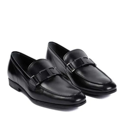 Tod's Black Polished Leather Loafers Black Botte