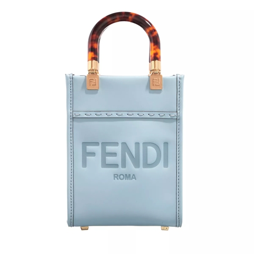 Fendi Mini Sunshine Logo Shopper Blue Mini Tas
