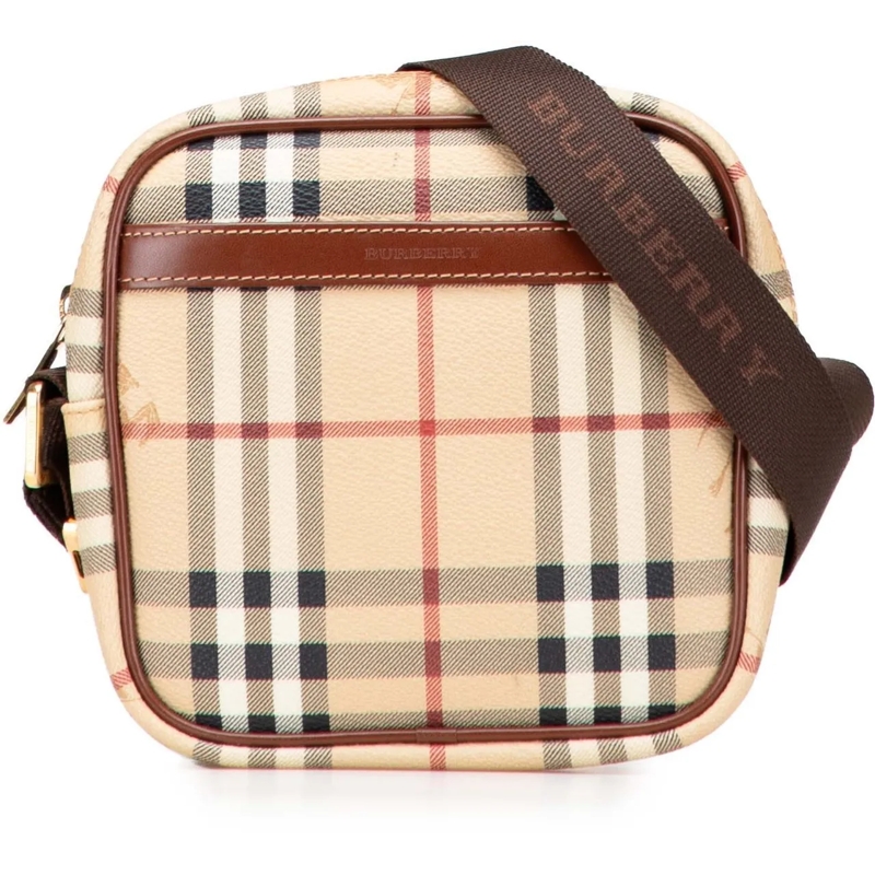 Burberry Sac à bandoulière Haymarket Check Coated Canvas Crossbody braun