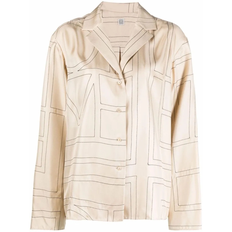 TOTEME Overhemd Monogram Silk Pj Top Neutrals