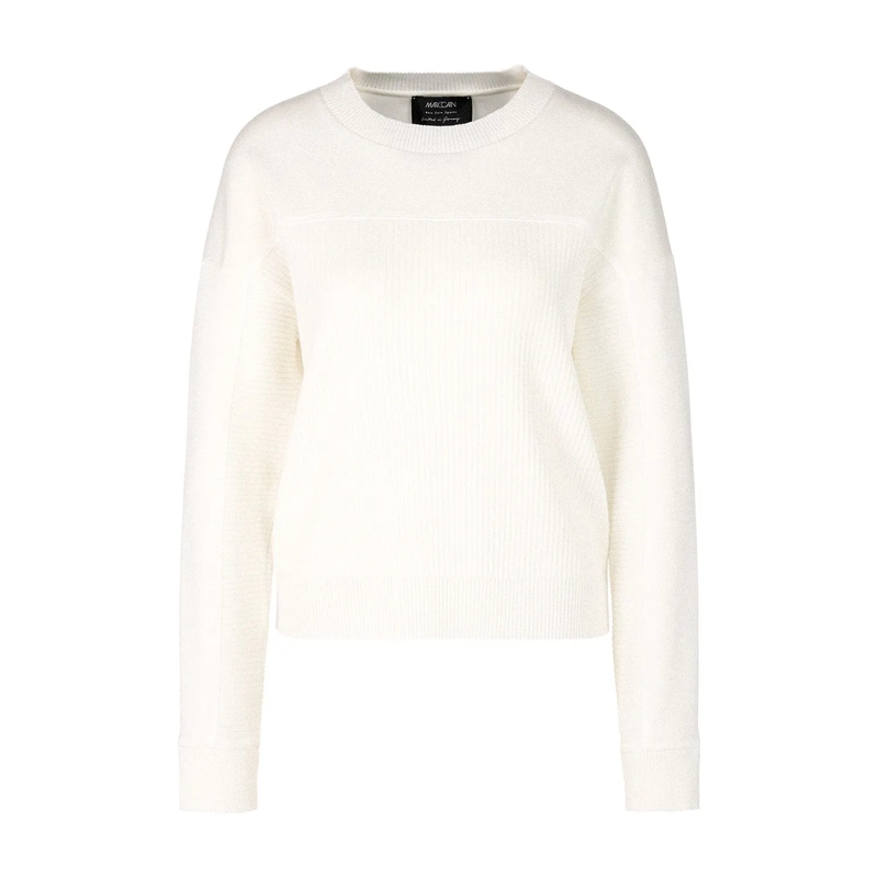 Marc Cain Trui Pullover mit Ripp-Details Weiß