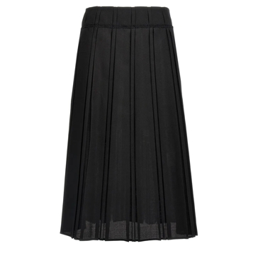 スカート Jil Sander Midi Wool Canvas Skirt With Pleated Design Jil Sander Midi Wool Canvas Skirt With Pleated Design