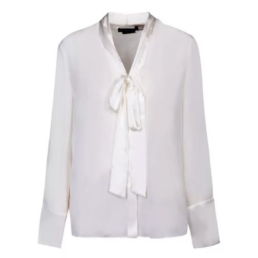 Alice + Olivia Lightweight Fabric Blouse With Bow Tie White 