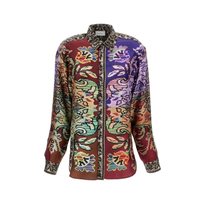 Pierre-Louis Mascia Overhemd Multicolor Patterned Shirt With Classic Collar Multicolor