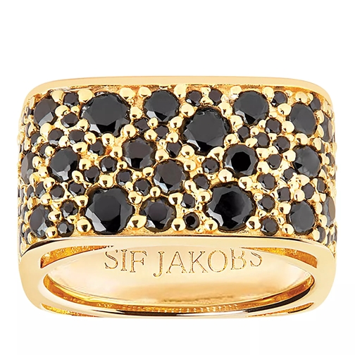 Sif Jakobs Jewellery Novara Quadrato Ring Black Yellow Gold Statement Ring