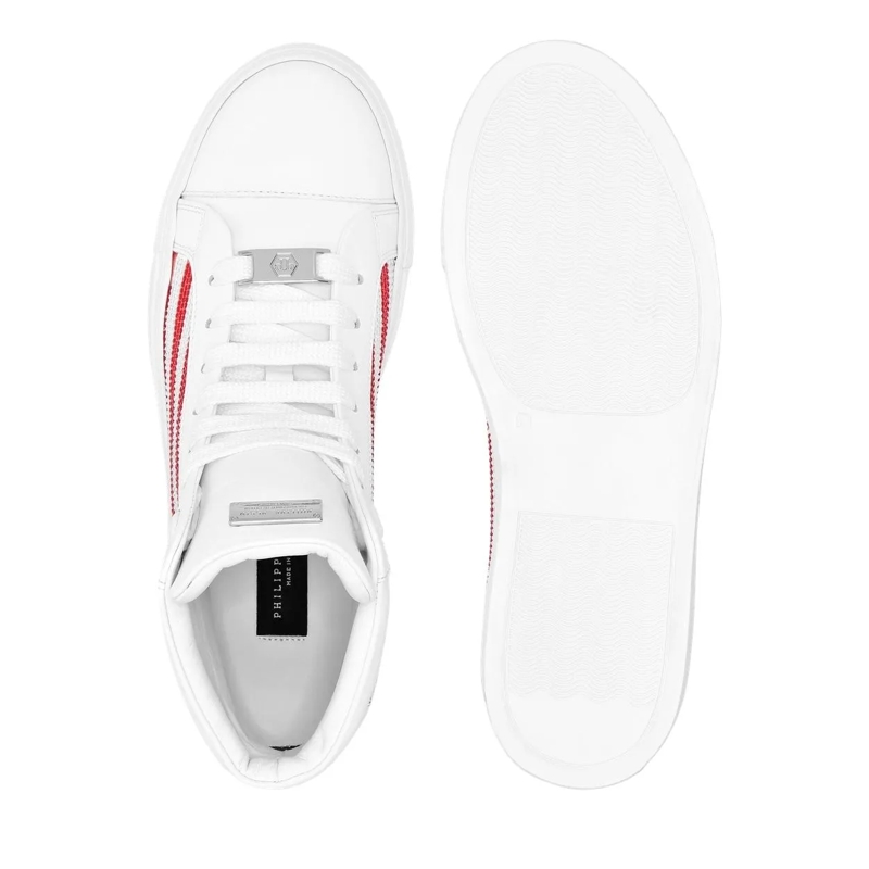 Philipp Plein High-Top-Sneaker Mid-Top Turnschuhe Mit Nieten Verziert weiss(Image 4)
