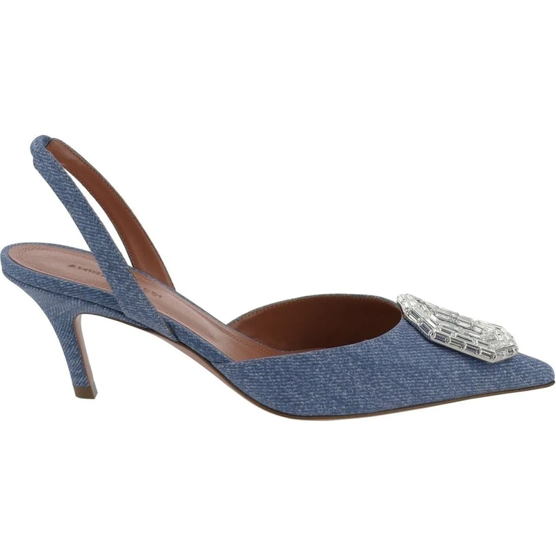 Amina Muaddi Pumps Camelia Sling 60 Printed Denim Pumps Blue