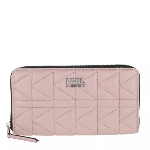 Karl Lagerfeld Kuilted Zip Around Wallet Powder Pink Portemonnaie mit Zip-Around-Reißverschluss