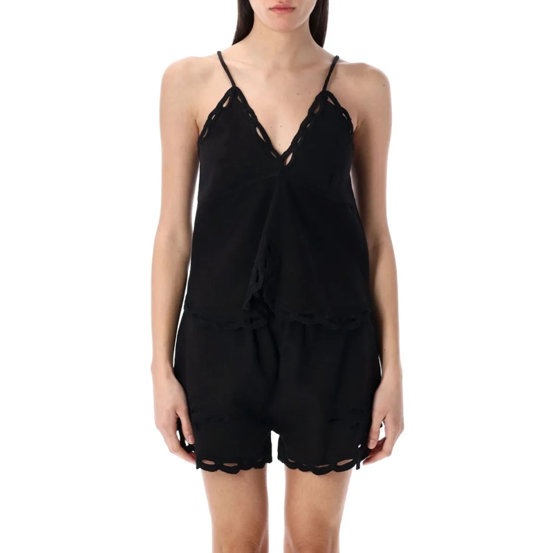 Etoile Isabel Marant Blouse Relaxed-Fit Black Cotton Tomeki Top Black