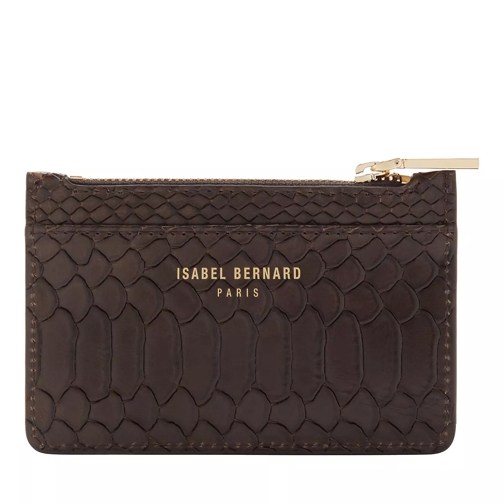 Isabel Bernard Honoré Aveline Brown Calfskin Leather Card Holder With Snake Print Kartenhalter