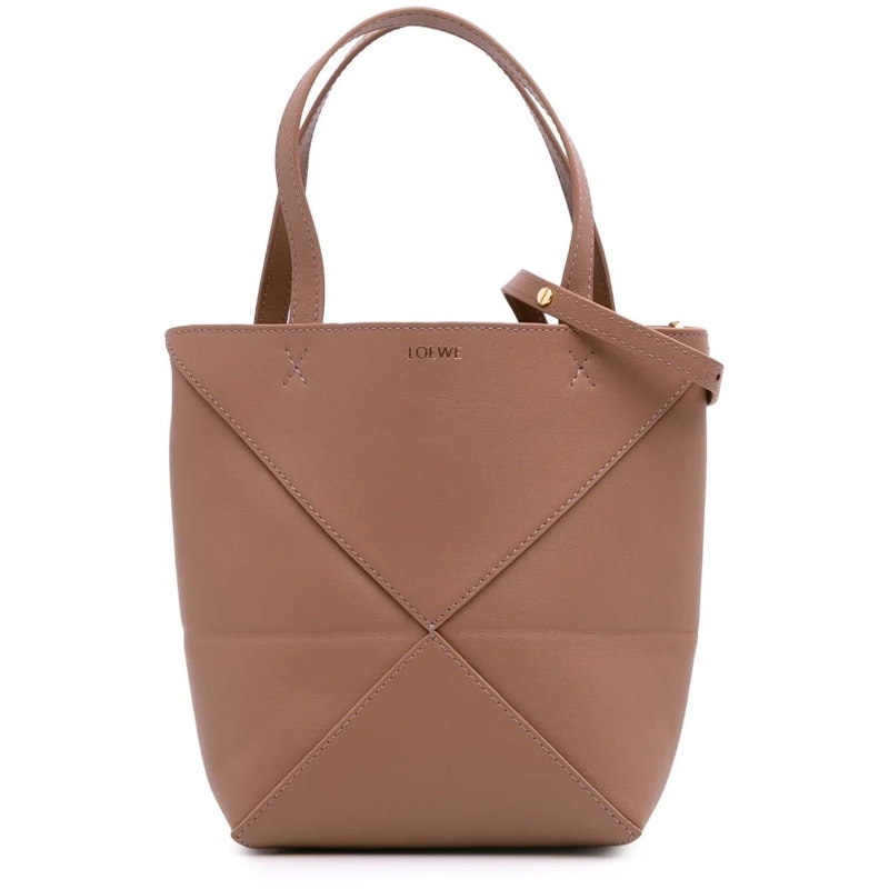 Loewe Sac à bandoulière Mini Shiny Calfskin Puzzle Fold Tote braun