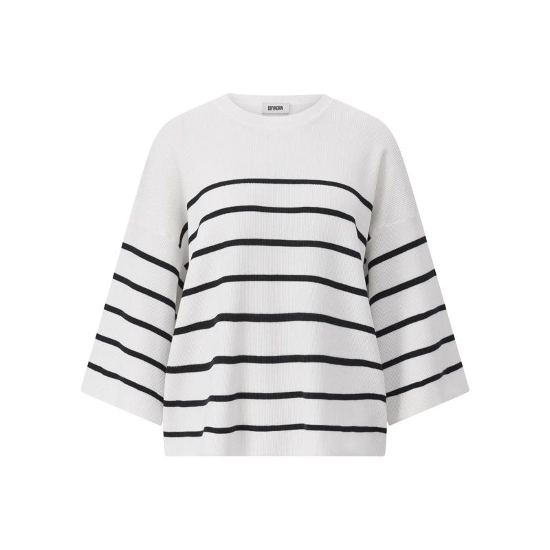 DRYKORN Pull Oversized Pullover Nilay mit Streifen Schwarz