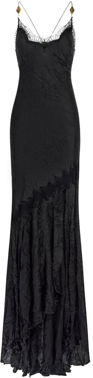 Thumbnail - Roberto Cavalli - Asymmetrical Hem Evening Dress With Crinkled Textu - Größe 40 - black