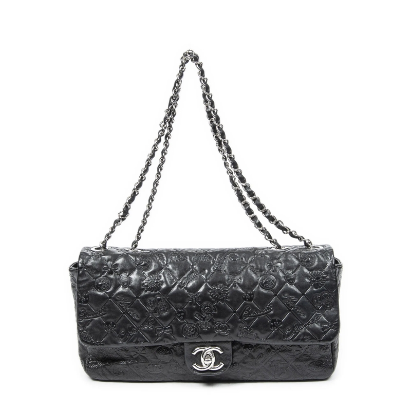Chanel Crossbody Bag Lucky Symbols Jumbo Single Flap schwarz