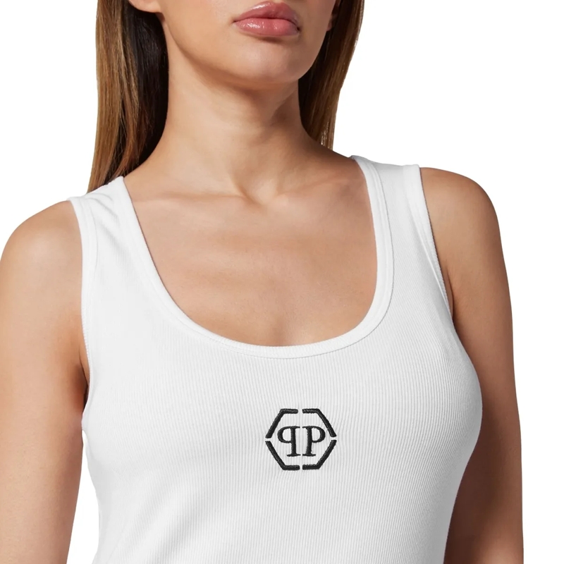 Philipp Plein Top Tanktop Hexagon weiss(Image 4)