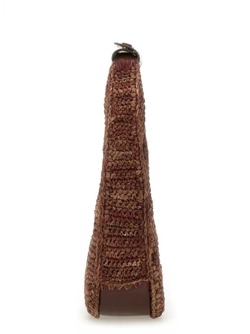 Staud Crossbody bags Raffia "Moon" Bag in bruin