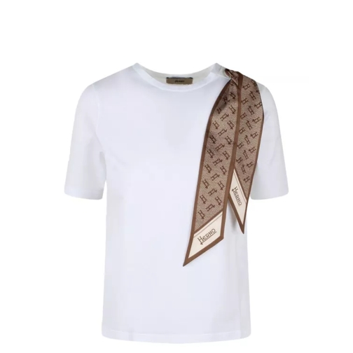 Herno Superfine Cotton Stretch T-Shirt With Scarf White 