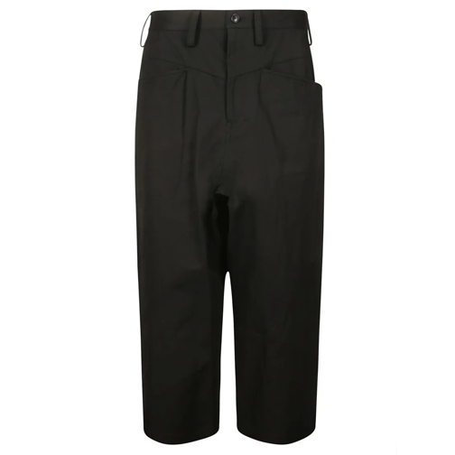 Yohji Yamamoto  Cotton Trousers With High Waist Black