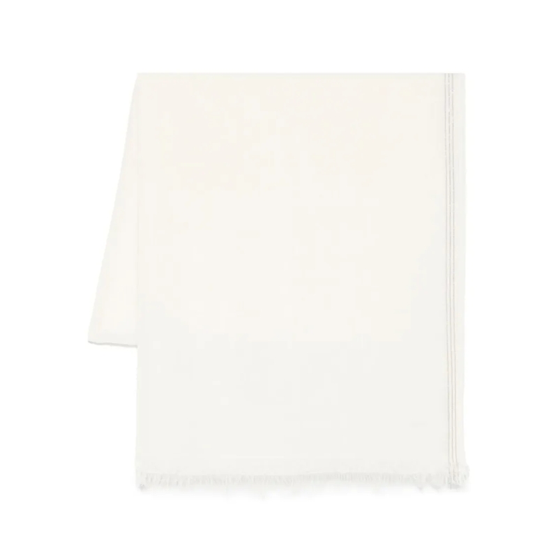 Faliero Sarti Écharpe légère Soft Textured White Scarf With Fringed Edges White