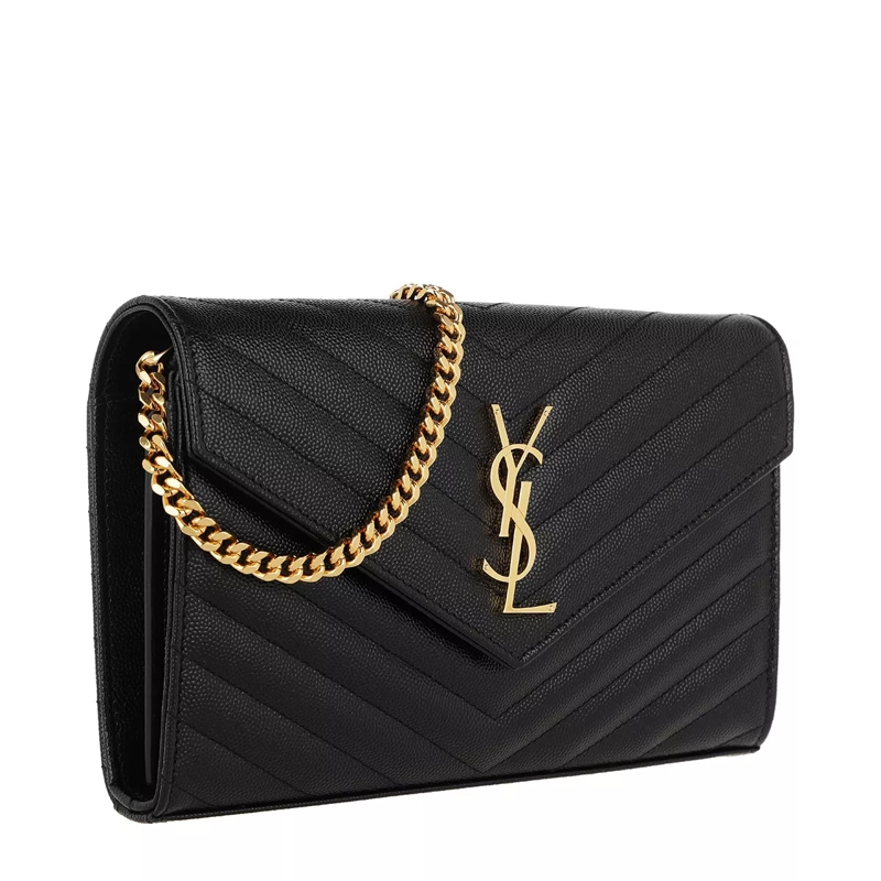 Saint Laurent Crossbody Bag Ysl Chain Wallet Monogram Black Gold(Image 4)