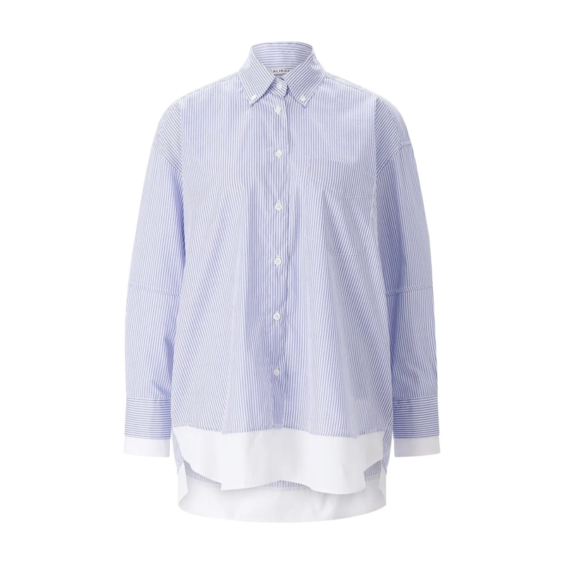 CALIBAN Bluse Gestreifte Hemdbluse blau