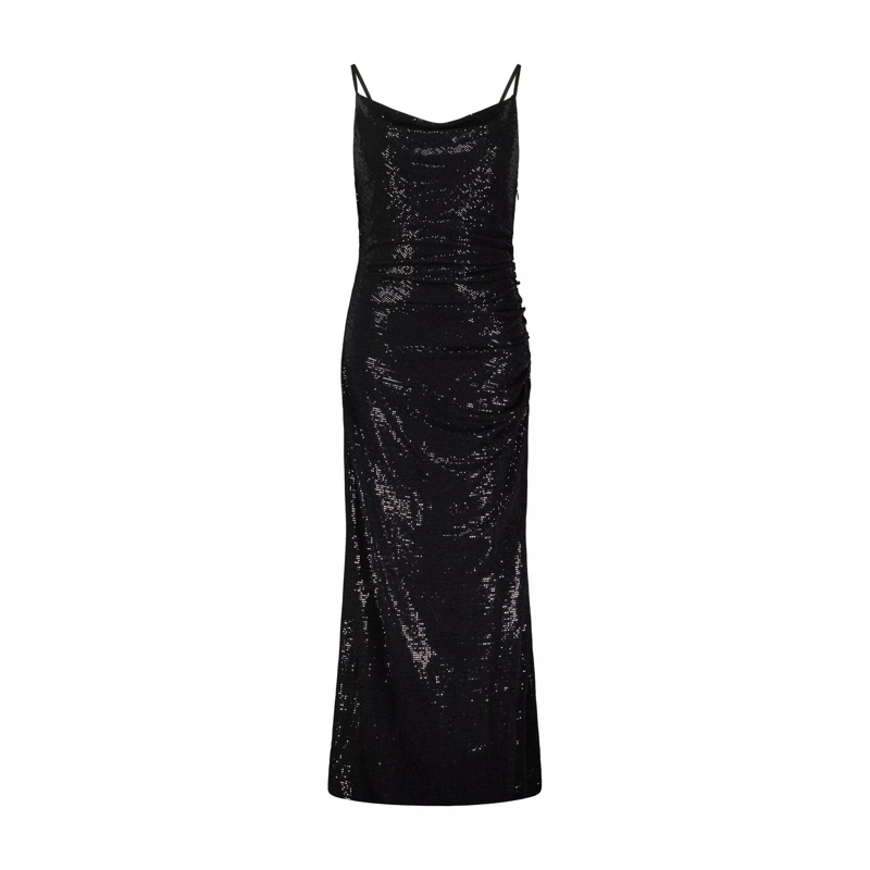 SWING Maxikleid Cocktailkleid mit Glitzerbesatz schwarz