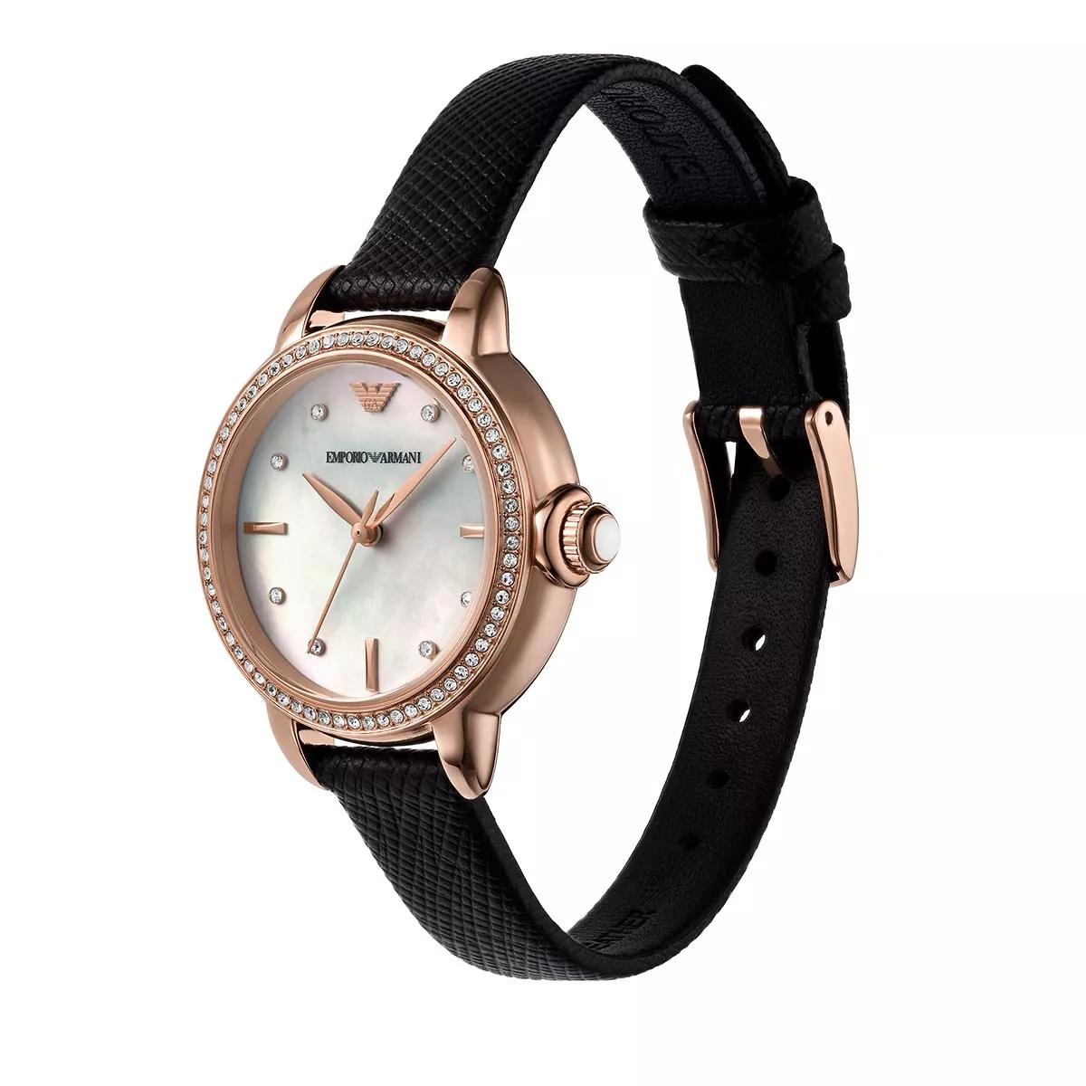 Emporio armani black outlet and rose gold watch