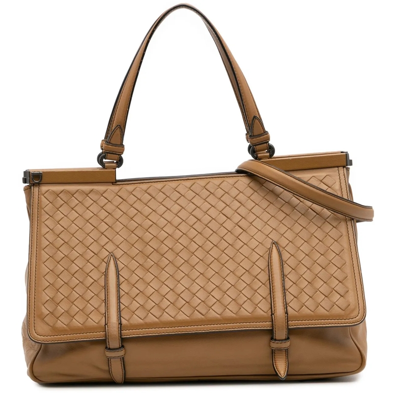 Bottega Veneta Sac à bandoulière Medium Nappa Intrecciato Monaco Satchel braun