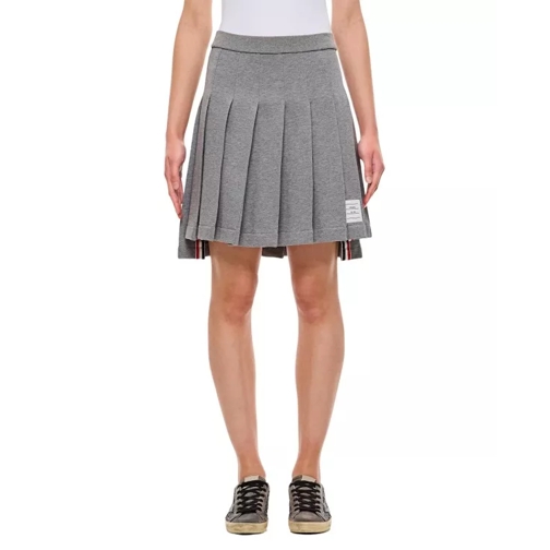 Thom Browne Mini Cotton Pleated Skirt Grey 