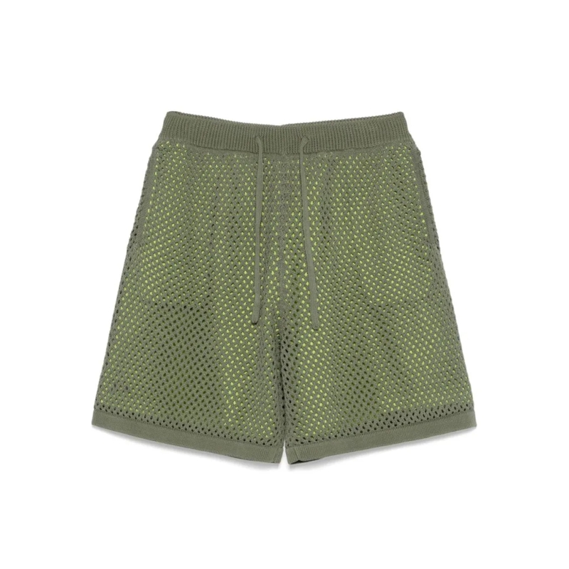 Kenzo Casual Shorts Olive Green Mesh Overlay Shorts Grey