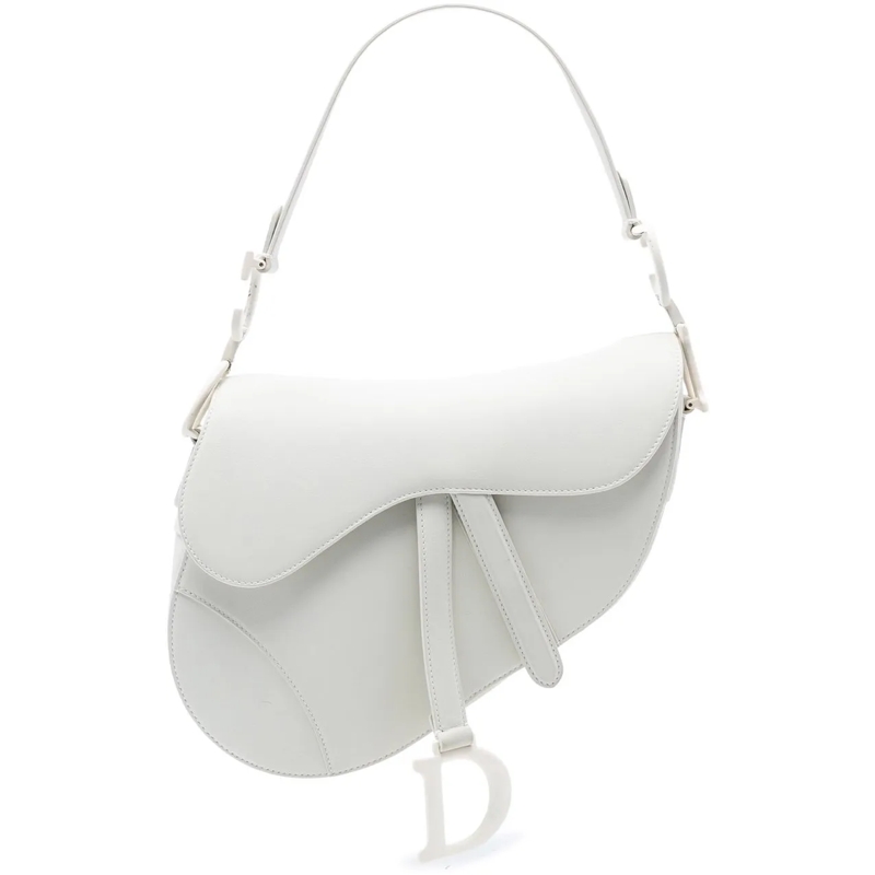 Christian Dior Schultertasche Ultra Matte Calfskin Saddle Bag weiß