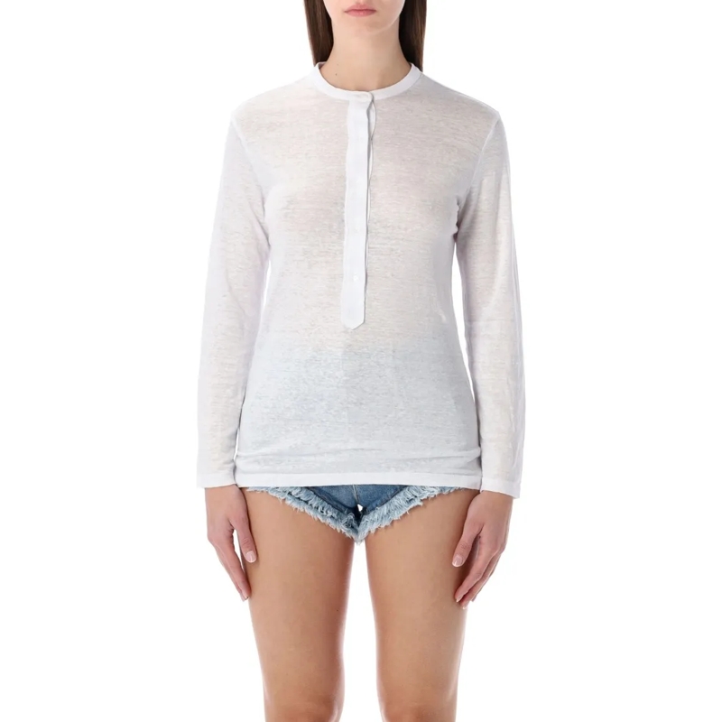 Etoile Isabel Marant Top met lange mouwen Lucy Linen T-Shirt White