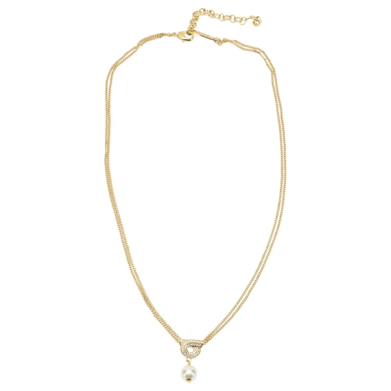 Salvatore Ferragamo Mittellange Halskette Double-Strand Gancini Necklace With Pearl Drop Not Applicable