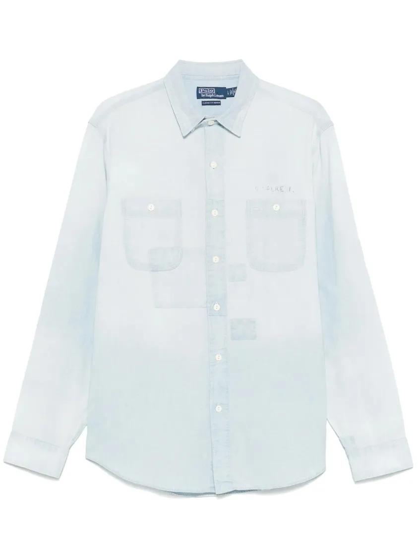 Thumbnail - Polo Ralph Lauren - Long-Sleeved Button-Down Shirt With Logo Detail - Größe XL - blau