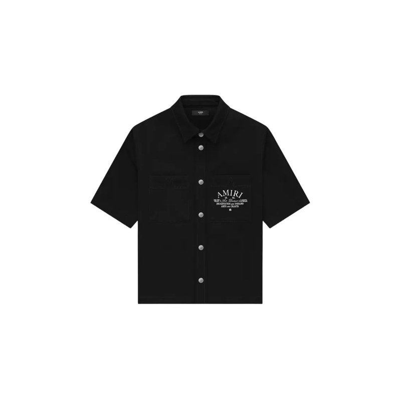 Amiri Hemd Cropped Short-Sleeved Shirt With Front Snap Closur Black