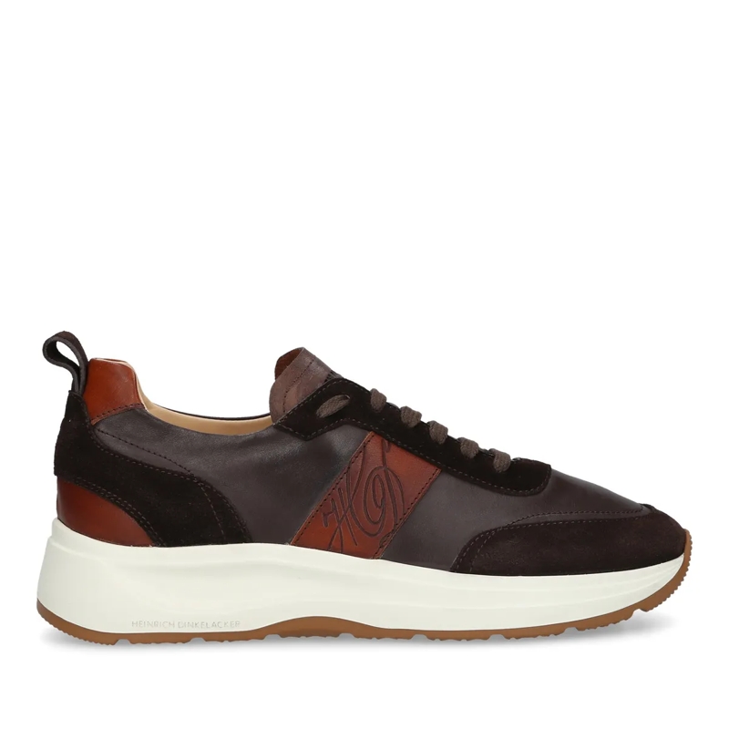 Heinrich Dinkelacker Lage-top sneaker Der Toronto Sneaker CL in Weiß mit Bordeaux-Akzent dunkel-braun
