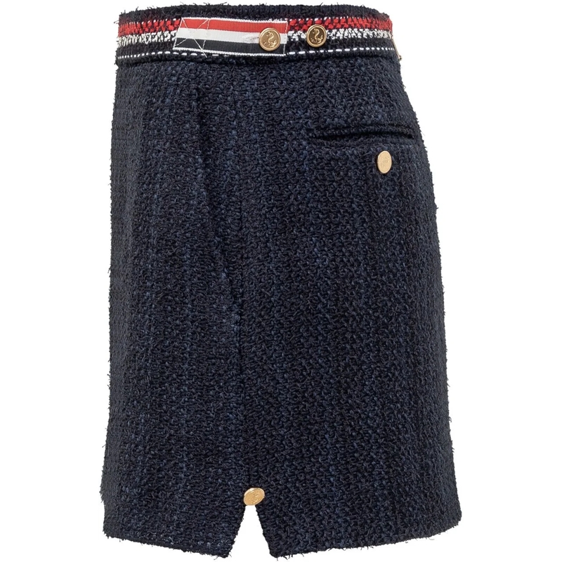 Thom Browne Minijupe Gonna RWB in Tweed dunkelblau(Image 3)