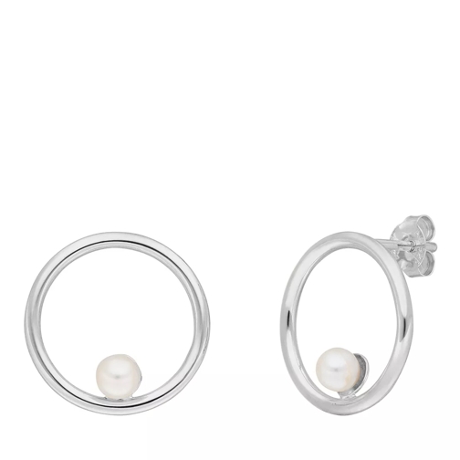 Leaf Studs Circle with Pearl Sterling silver Ohrstecker