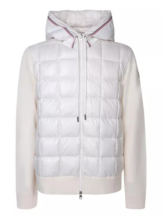 Moncler White Padded Hoodie White Dunjackor