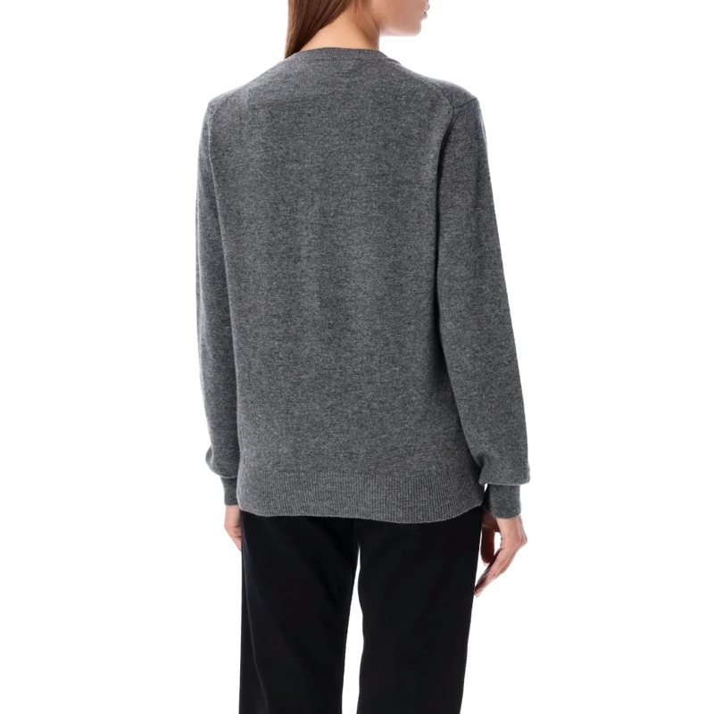 Comme des Garcons Vest Play Wool Cardigan With Red Heart Grey