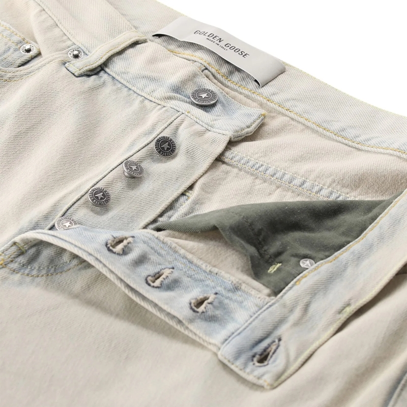 Golden Goose Jeans Skate Straight Leg Distressed Jeans Neutrals(Image 6)