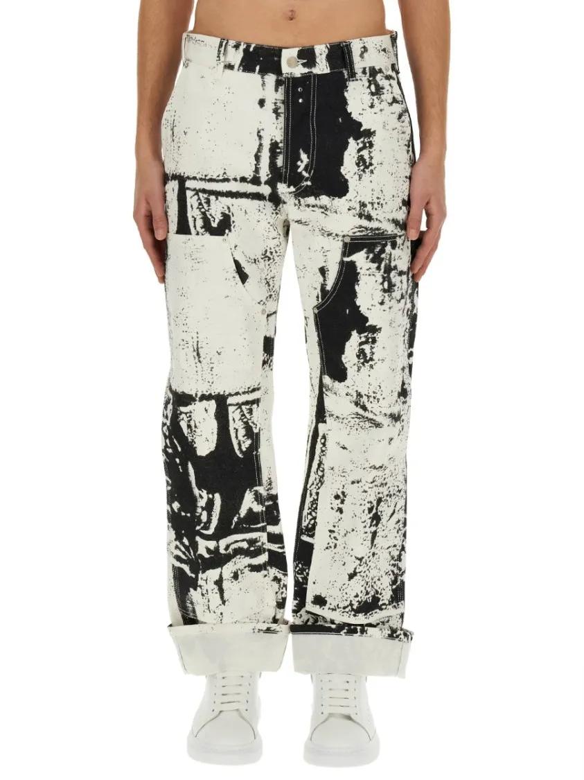 Thumbnail - Alexander McQueen - Workwear Jeans With Fold Print - Größe 50 - weiß