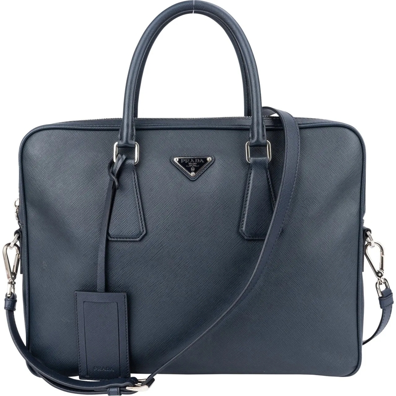 Prada Sac à bandoulière Prada Blue Saffiano Leather Business Handbag blau