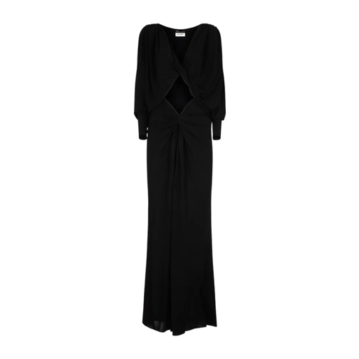 Saint Laurent Midi-Kleider Long Cut Out Dress Black