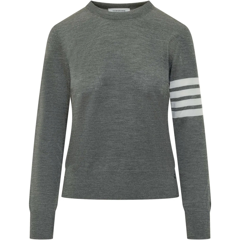 Thom Browne  Pullover Relaxed Fit Con Quattro Bande dunkelgrau