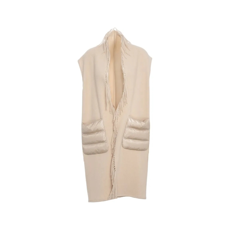 Herno  Sleeveless Beige Gilet With Fringe Detailing And N Neutrals