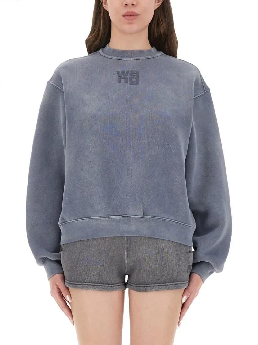 Thumbnail - T by Alexander Wang - Relaxed Fit Grey Sweatshirt - Größe L - blau